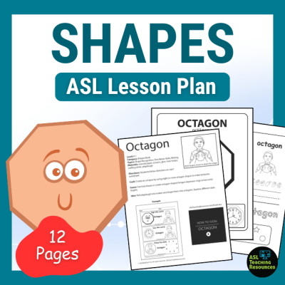 ASL lesson plan cover featuring octagon worksheets for teaching shapes to young learners.
