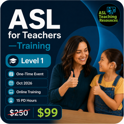 ASL training. teaching signing help to deaf student. Level 1 class Oct 2026. Learn ASL in 99 Days!