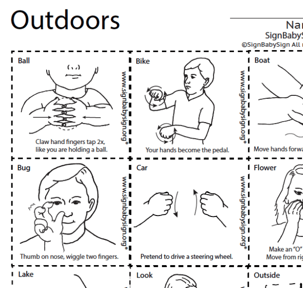 Flash Cards - Outdoors - ASL Teaching Resources