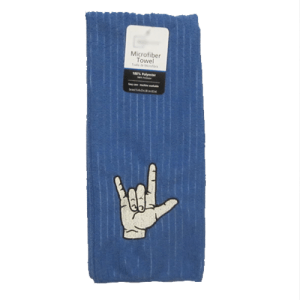 I Love You ASL towel Blue Micro Fiber