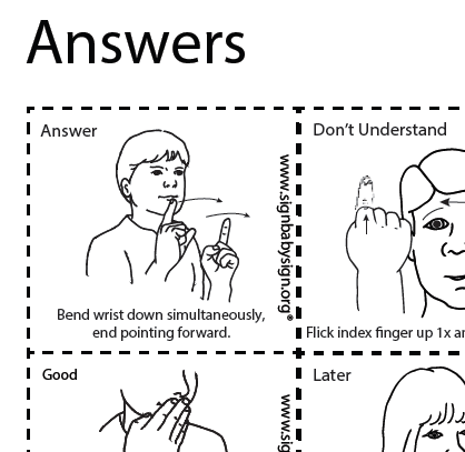 ASL Flash Cards-Answers, Sign Language Set of 12