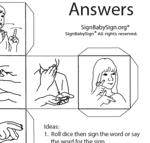 ASL Dice Game – Answers, Set of 12 words, Sign Language