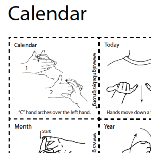 ASL Flash Cards - Calendar Set of 12 words, Sign Lanugage
