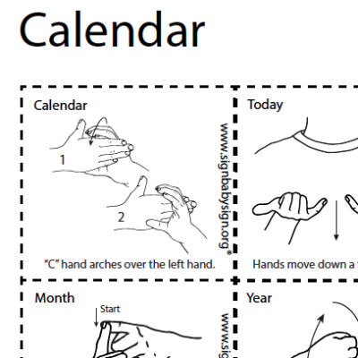 ASL Flash Cards - Calendar Set of 12 words, Sign Lanugage