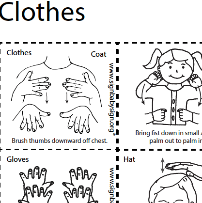 ASL Flash Cards - Clothes, Set of 12 words, Sign Lanugage