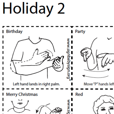 ASL Flash . Cards - Holiday Part 2, Set of 12 words, Sign Language
