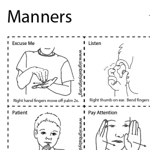 ASL Flash Cards – Manners, Set of 12 words, Sign Language