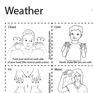 Preview ASL Flash Cards – Weather, Set of 12 words, Sign Language