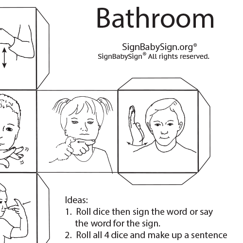 Preview ASL Dice Game – Bathroom, Set of 12 words, Sign Language