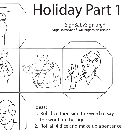 ASL Dice Game – Holiday Part 1, Set of 12 words, Sign Language