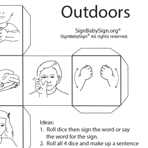 Preview ASL Dice Game – Outdoors, Set of 12 words, Sign Language
