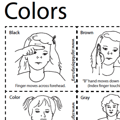 Colors Sign Language Flash Cards