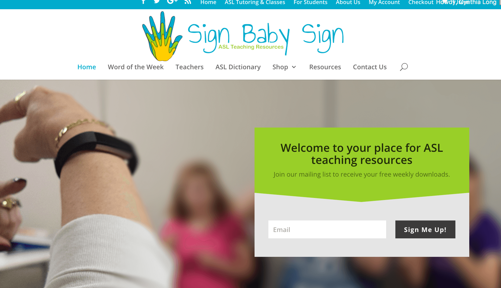 Sign up newsletter for ASL teaching resources