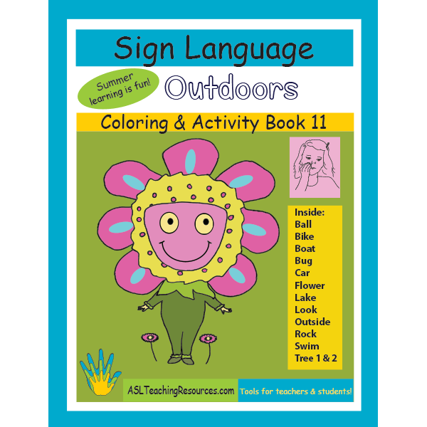 Sign Language Coloring Activity Book 11 – Outdoors