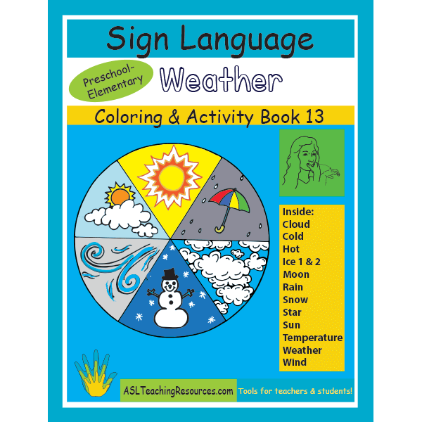 Sign Language Coloring Activity Book 13 – Weather
