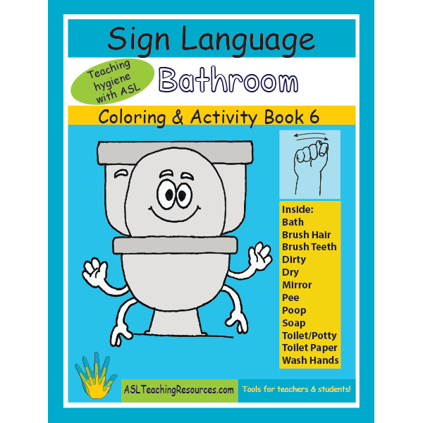 Sign Language Coloring Activity Book 06 – Bathroom