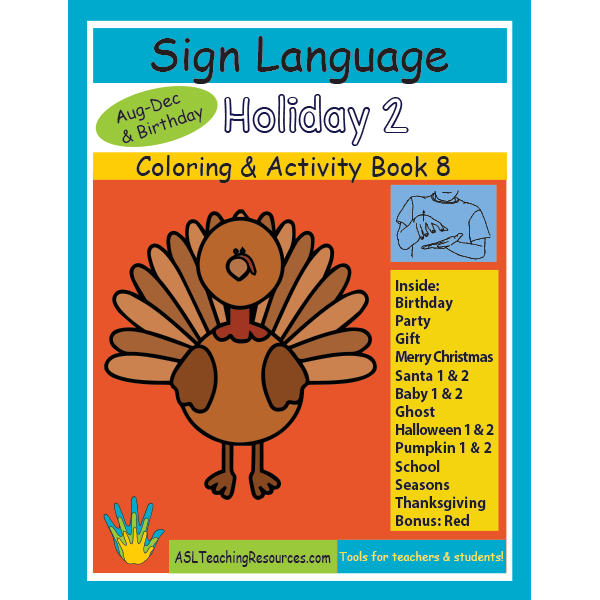 Sign Language Coloring Activity Book 08 – Holiday 2
