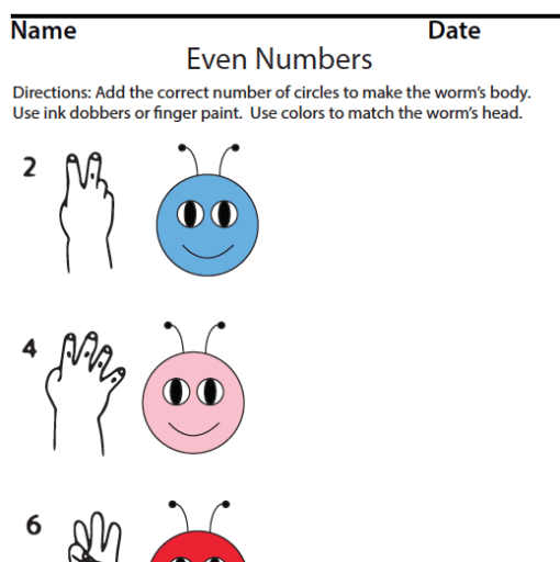 ASL Numbers Finger Counting Odd & Even Caterpillar