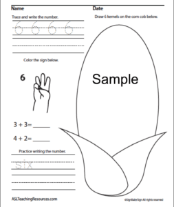 Numbers Counting Corn 6-10 - ASL Teaching Resources