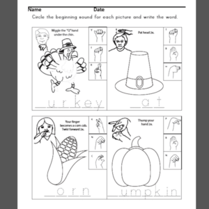 Phonics & Writing Thanksgiving - ASL Teaching Resources