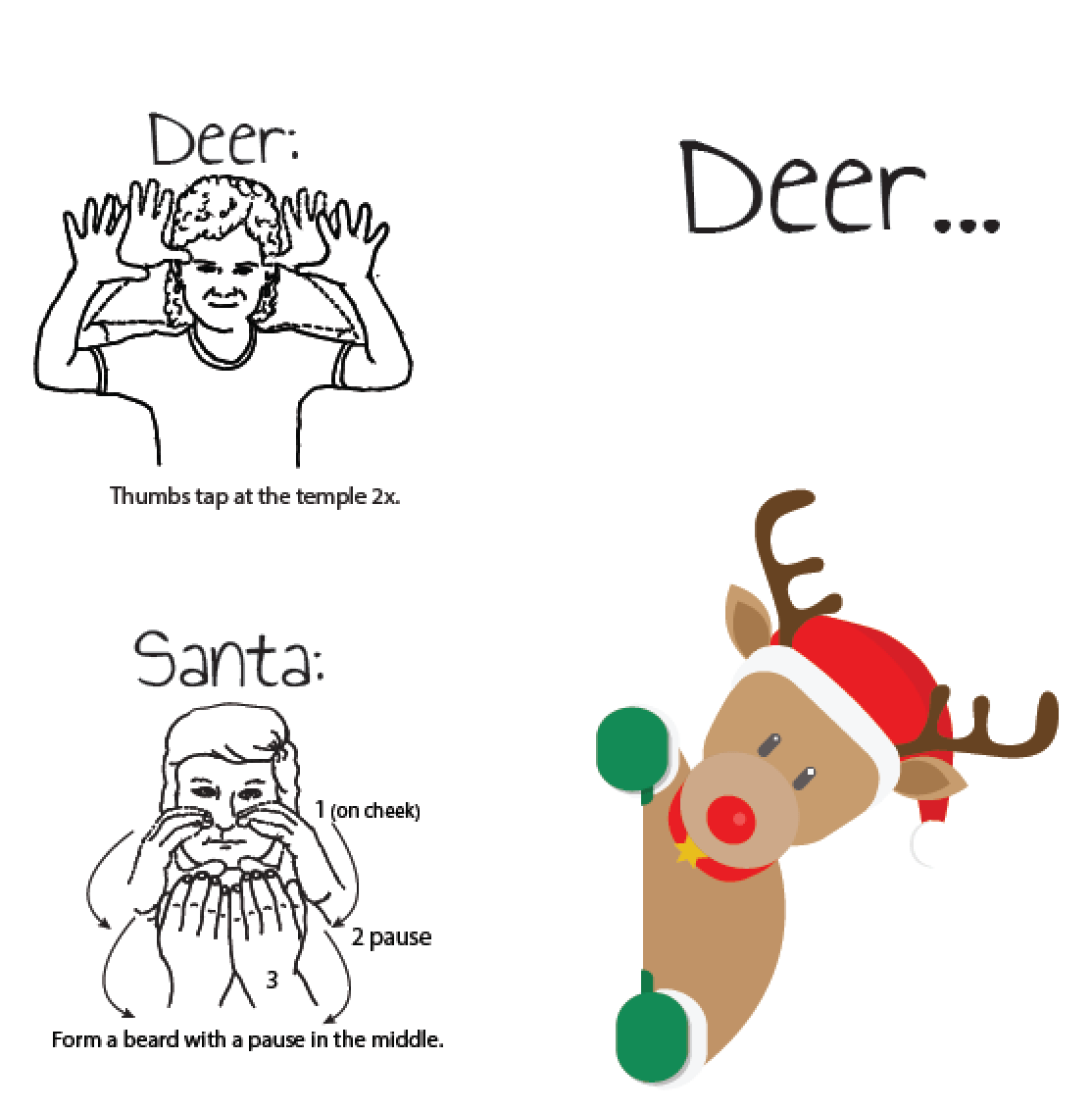 Greeting Card-Christmas Letter (Deer..Santa..)-Color - ASL