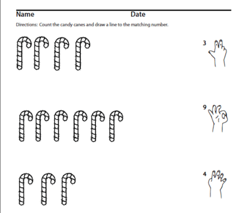 Numbers ASL Count Candy Canes sign language sample