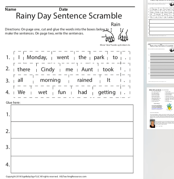 Sentence For Rainy Day