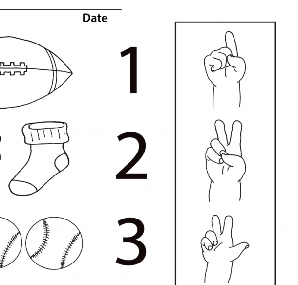 Coloring Sheet - Numbers 1-5 - ASL Teaching Resources