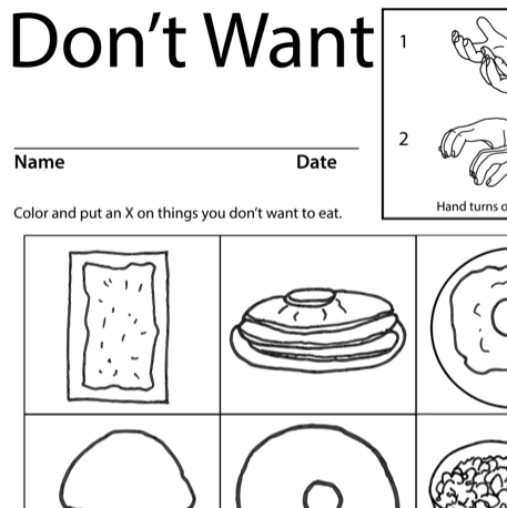 A screenshot of "don't want" sign language coloring sheets to print