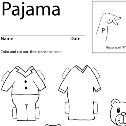 Pajama Lesson Plan Screenshot Sign Language