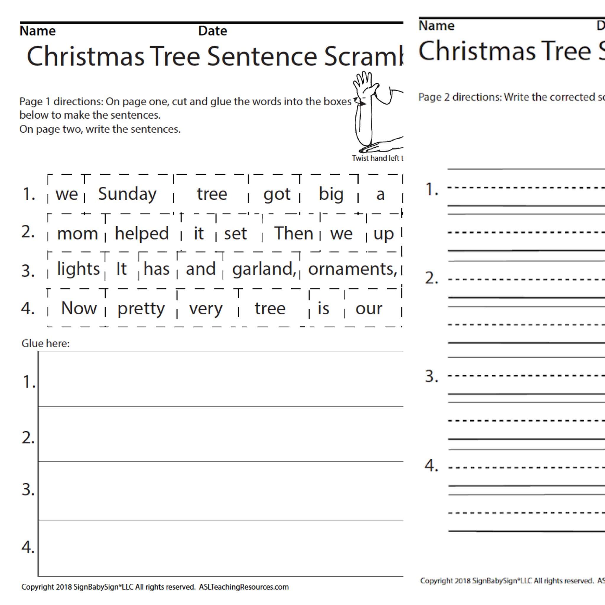 Christmas Tree Scrambled Sentences ASL Teaching Resources