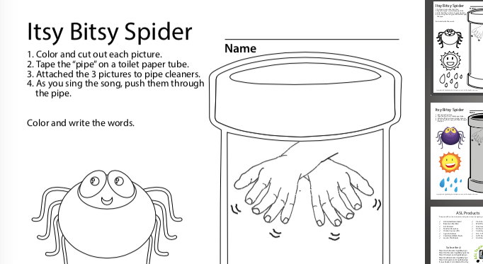 Coloring Sheet – Itsy Bitsy Spider