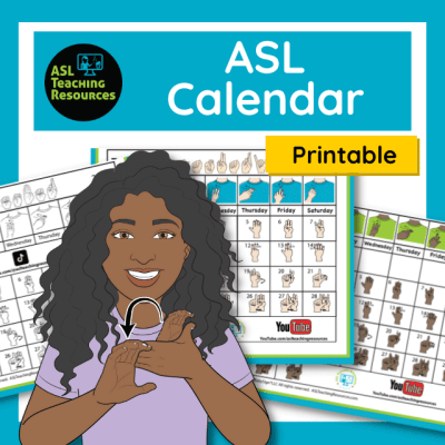 image for sign language calendar with black girl signing calendar