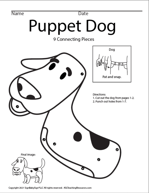 Screen Shot ASL Dog Puppet Page 1 BW
