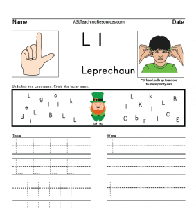 Letters Writing Practice L ASL