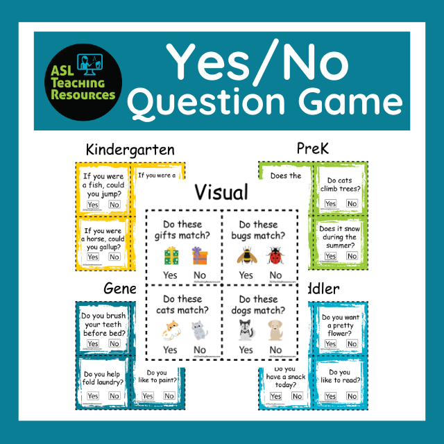 yes or no question game asl teaching resources