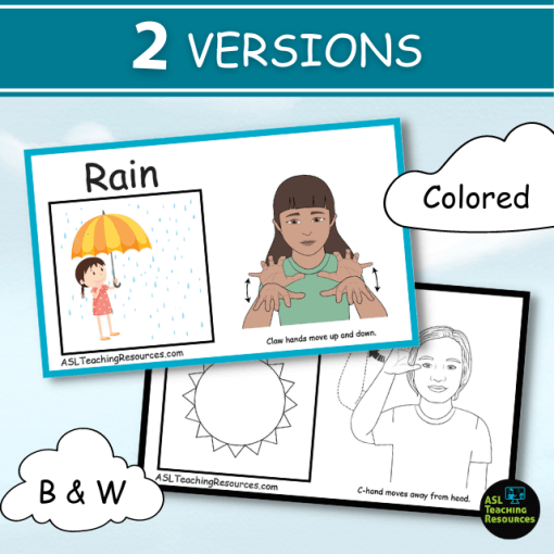 two versions - colored and black and white - of the weather word wall flashcards
