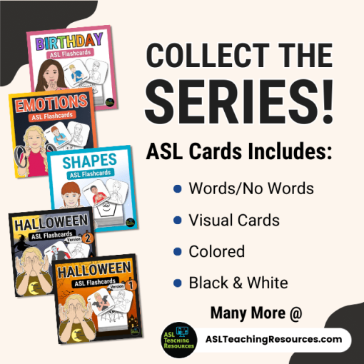 Halloween ASL Flashcards are a part of the ASL Flashcard Series. Collect them all.