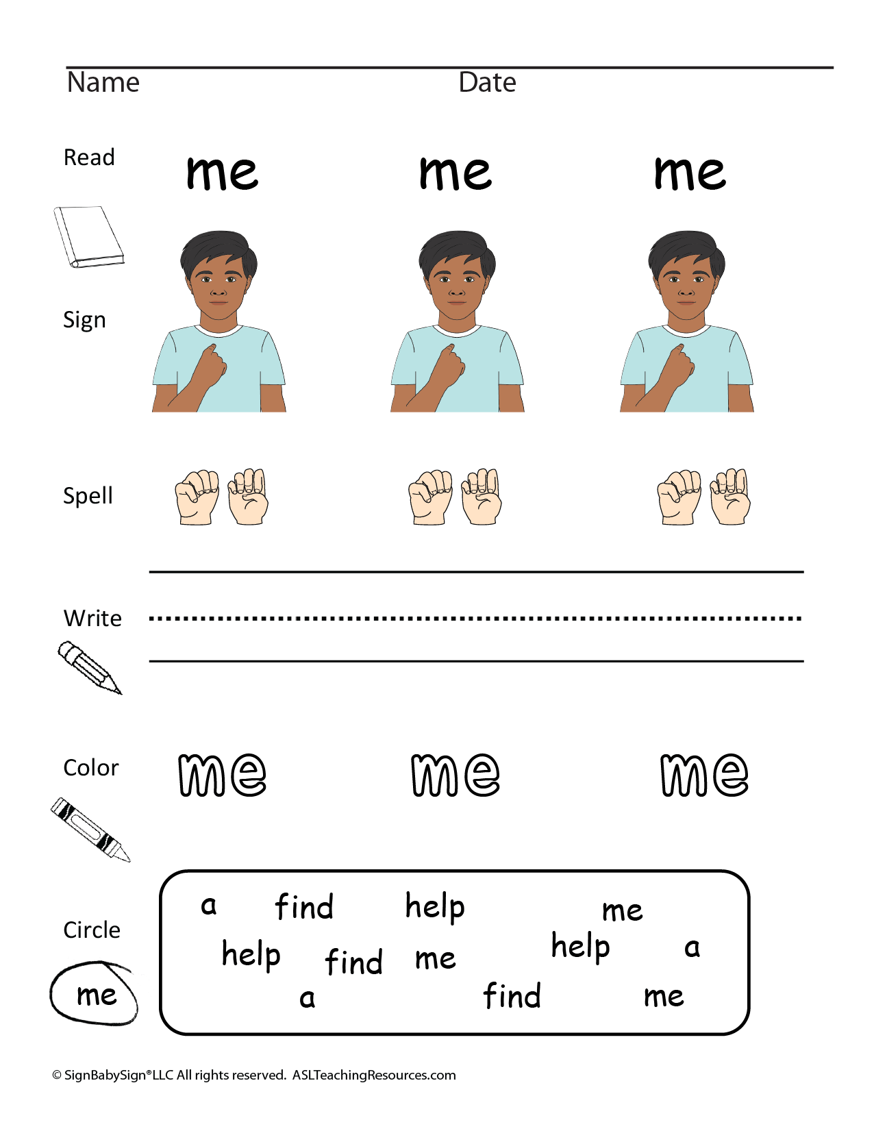sign language words and phrases worksheets