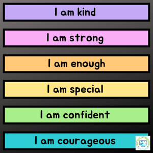 SEL 6 Positive Affirmations stacked and with colored blocks 