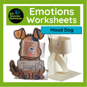 ASL Emotions Worksheets with image of Mood Dog activity to explore emotions (social emotional)