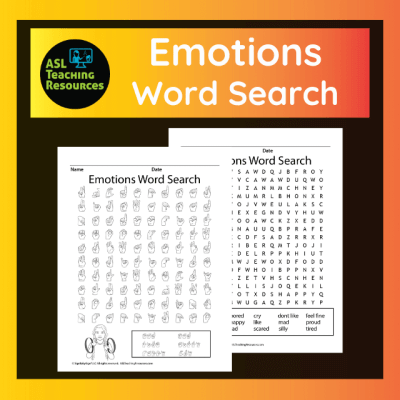 asl emotions word search game