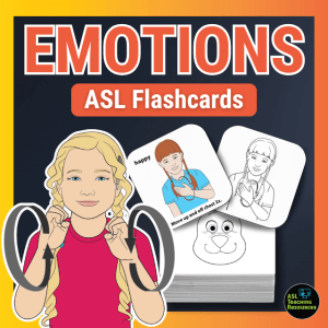 ASL Flashcards Emotions 3 styles: black & white, and colored picture, and dog emotions 