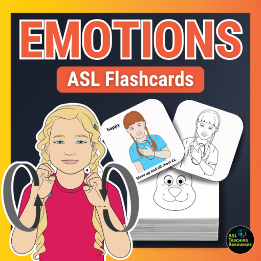 ASL Flashcards Emotions 3 styles: black & white, and colored picture, and dog emotions