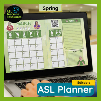 ASL Monthly Planner Editable - Spring