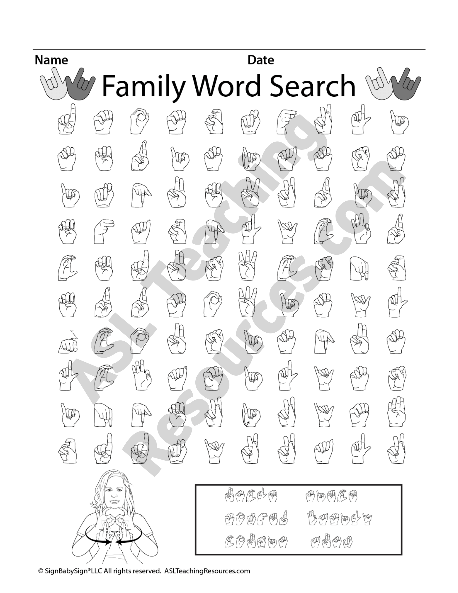 ASL Family Word Search Game ASL Teaching Resources