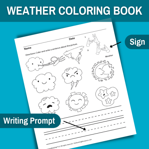 ASL Weather Coloring Sheets - ASL Teaching Resources