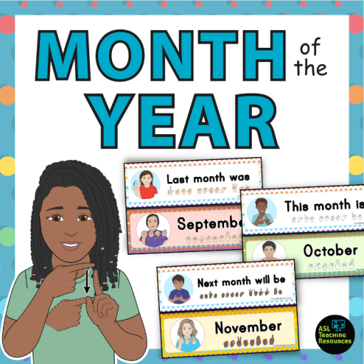 Month of the year calendar labels for the classroom with sign language