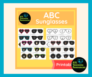 Sunglasses ABC matching game includes Sign Language
