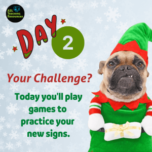 Dog in christmas clothes day 2 of ASL christmas challenge